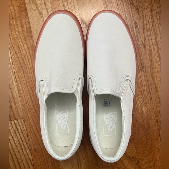 White Vans Slip-on platforms with gummy pinky orange soles - Picture 2 of 8